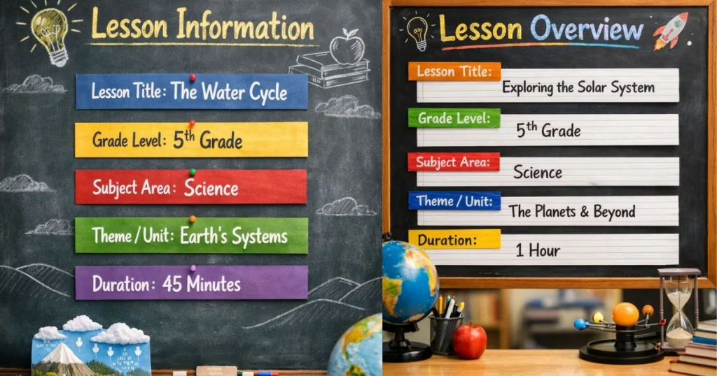 lesson on the water cycle & Classroom lesson overview on the solar system