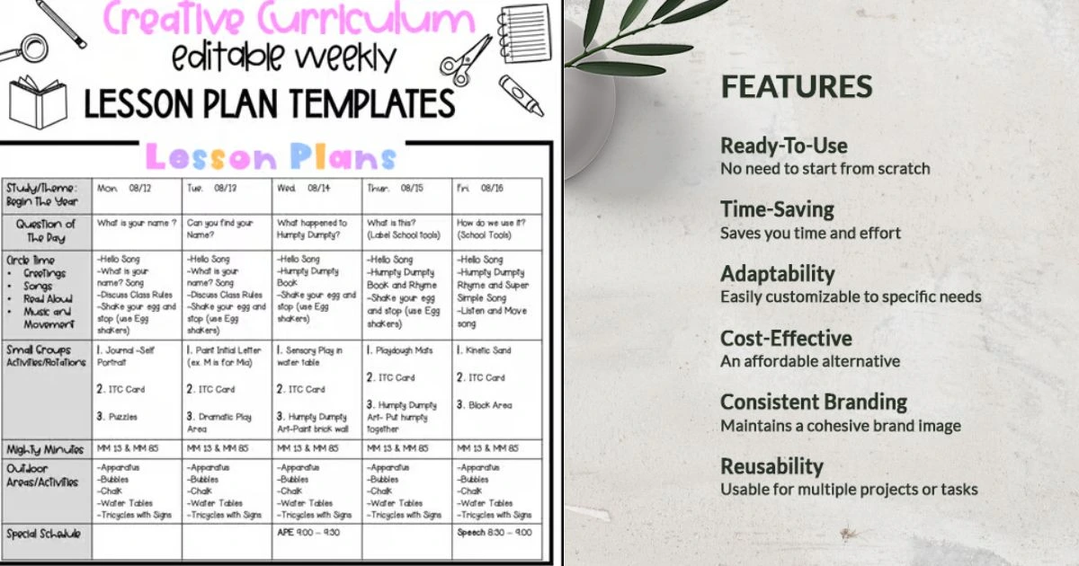 Example Lesson Plan Bc Creative Curriculum Lesson Plan Template + Free Guide