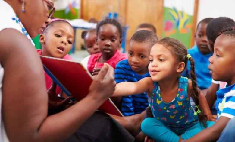 teacher conducting early childhood curriculum jobs remote lesson for children