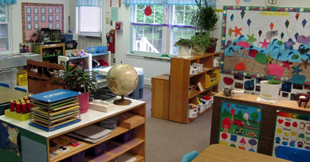 creative curriculum preschool classroom setup with learning centers
