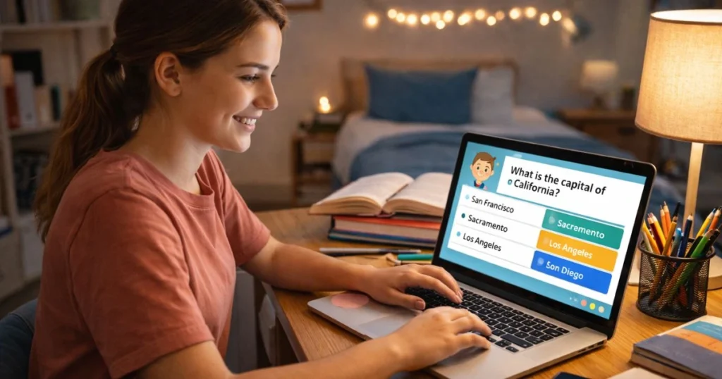 Elementary curriculum development jobs - student creating quizzes at home