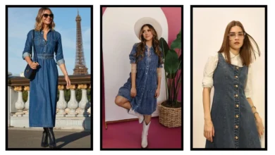 denim dress women casual outfit