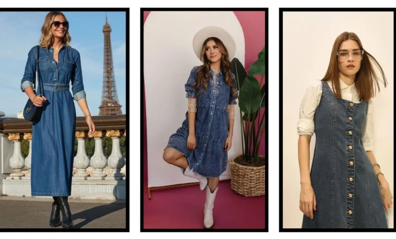 denim dress women casual outfit