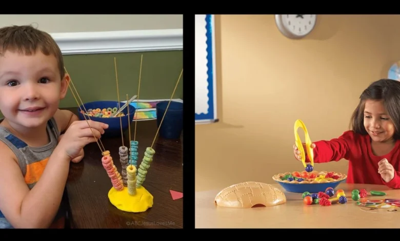 Preschooler engaged in fine motor activities for preschoolers