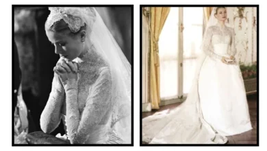 Grace Kelly wedding dress full view royal bridal gown
