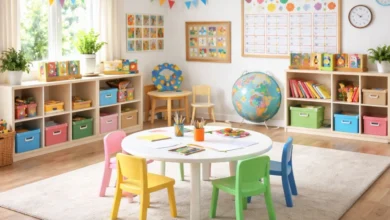 How to Start a Preschool at Home organized classroom setup with learning centers