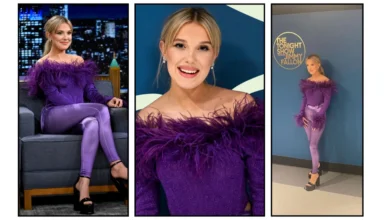 millie bobby brown purple pants