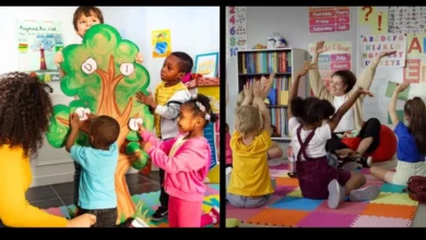 Preschool Classroom Activities with kids learning alphabet and interactive classroom games
