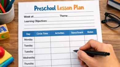 Printable Preschool Lesson Plan Template for organized weekly classroom planning