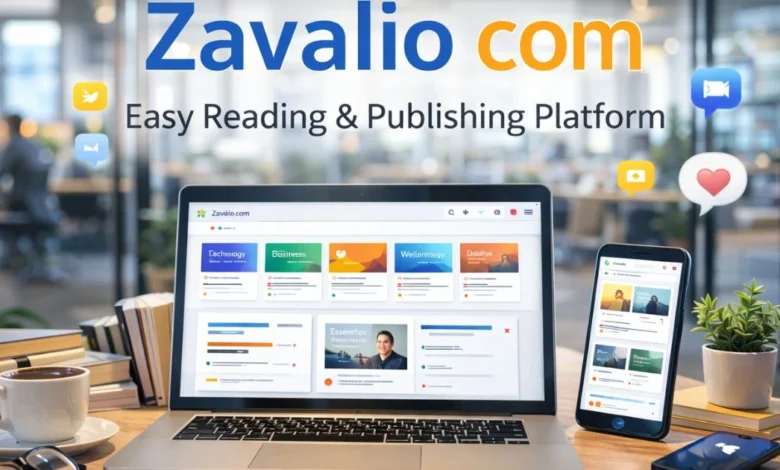 Zavalio com platform on laptop and smartphone for reading and publishing content